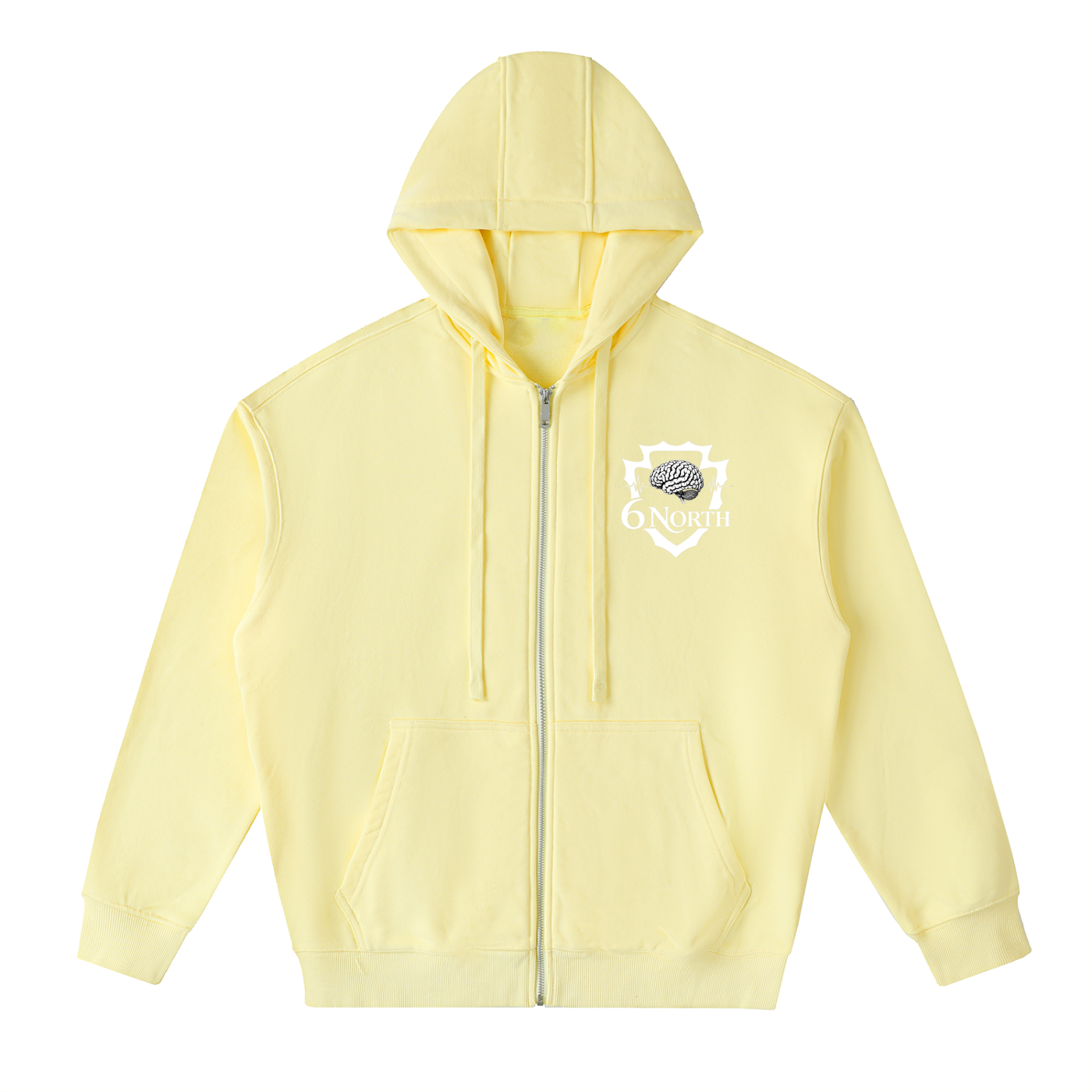 6 North white lettering- adult unisex Drop-Shoulder Zip Up Hoodie