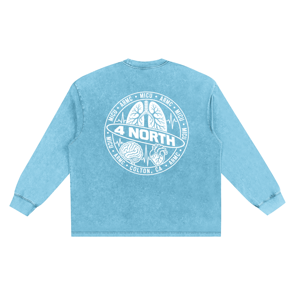 4 North white lettering- adult unisex Snow Washed Frayed Edge T-Shirt