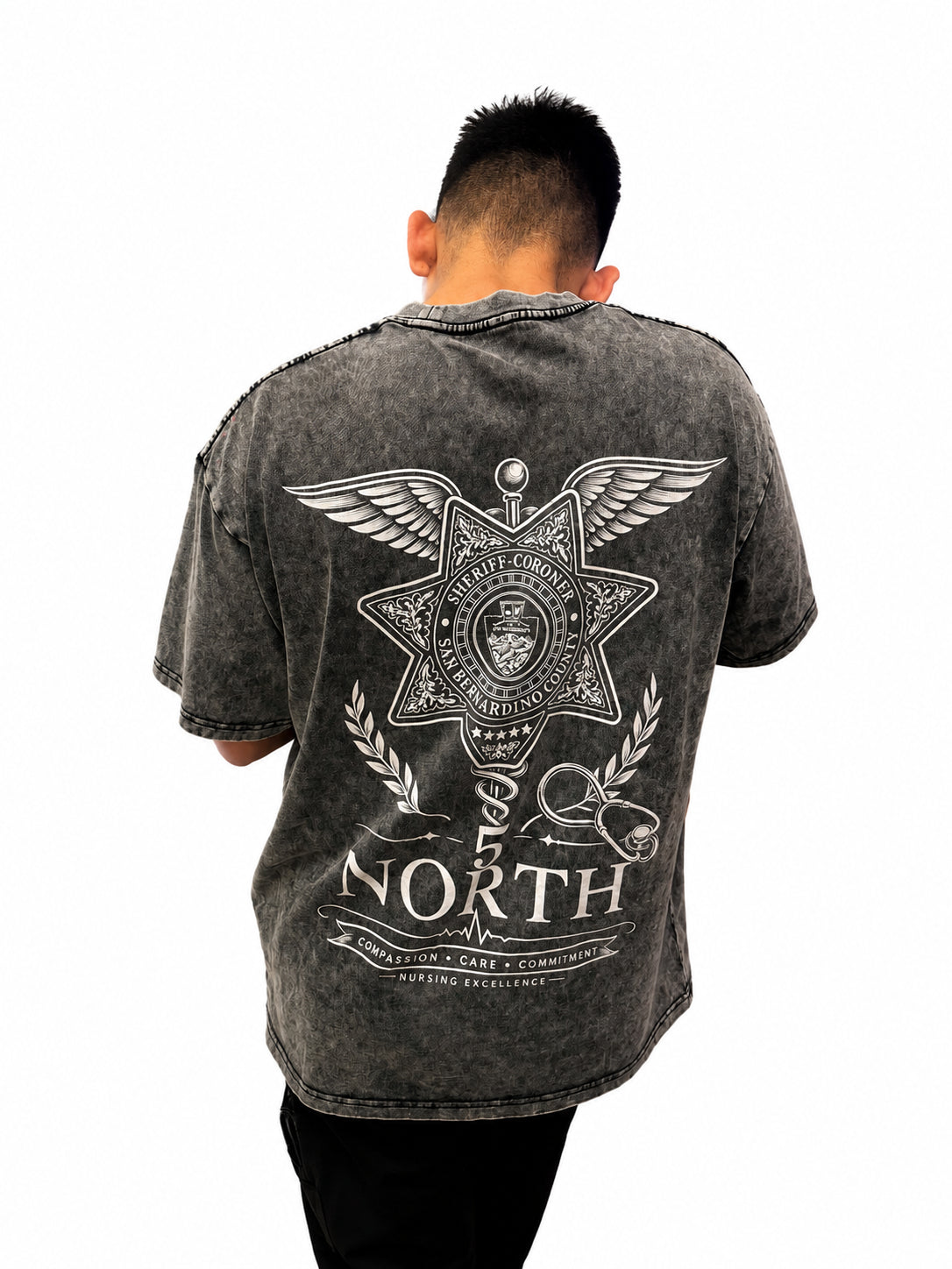 5 North-adult unisex Snow Washed Oversized Cotton T-Shirt