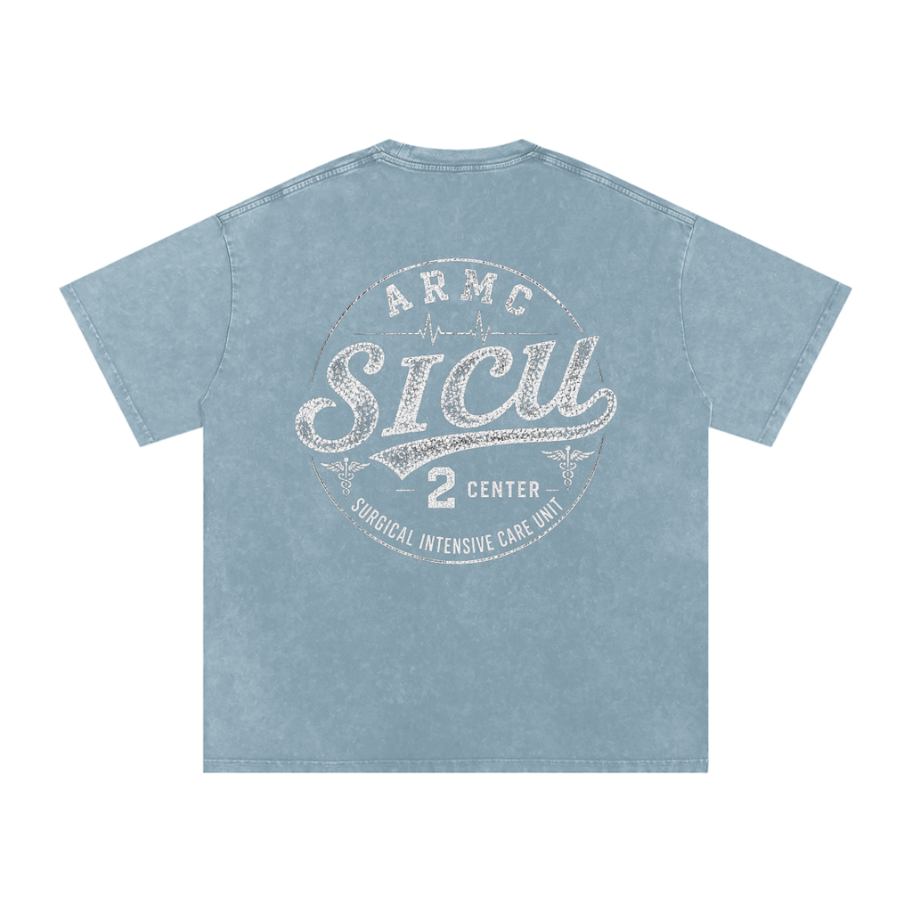 2 Center white lettering - Snow Washed Oversized Cotton T-Shirt