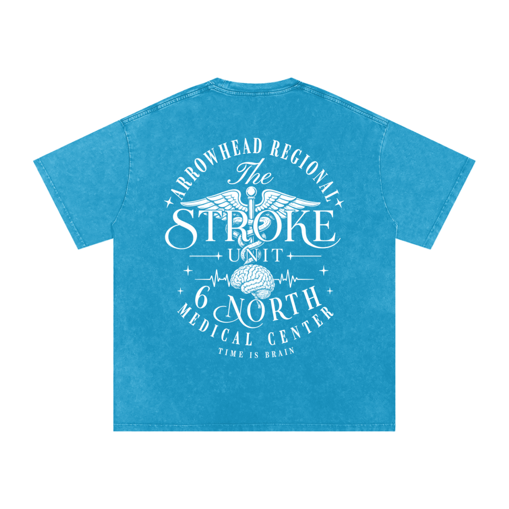 6 North white Lettering - adult unisex Snow Washed Oversized Cotton T-Shirt