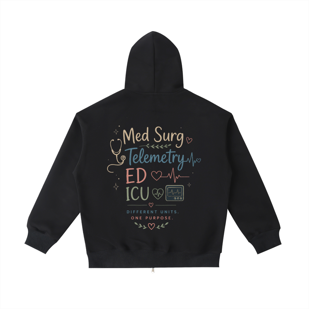 custom nurse zip up- adult unisex pocket hoodie