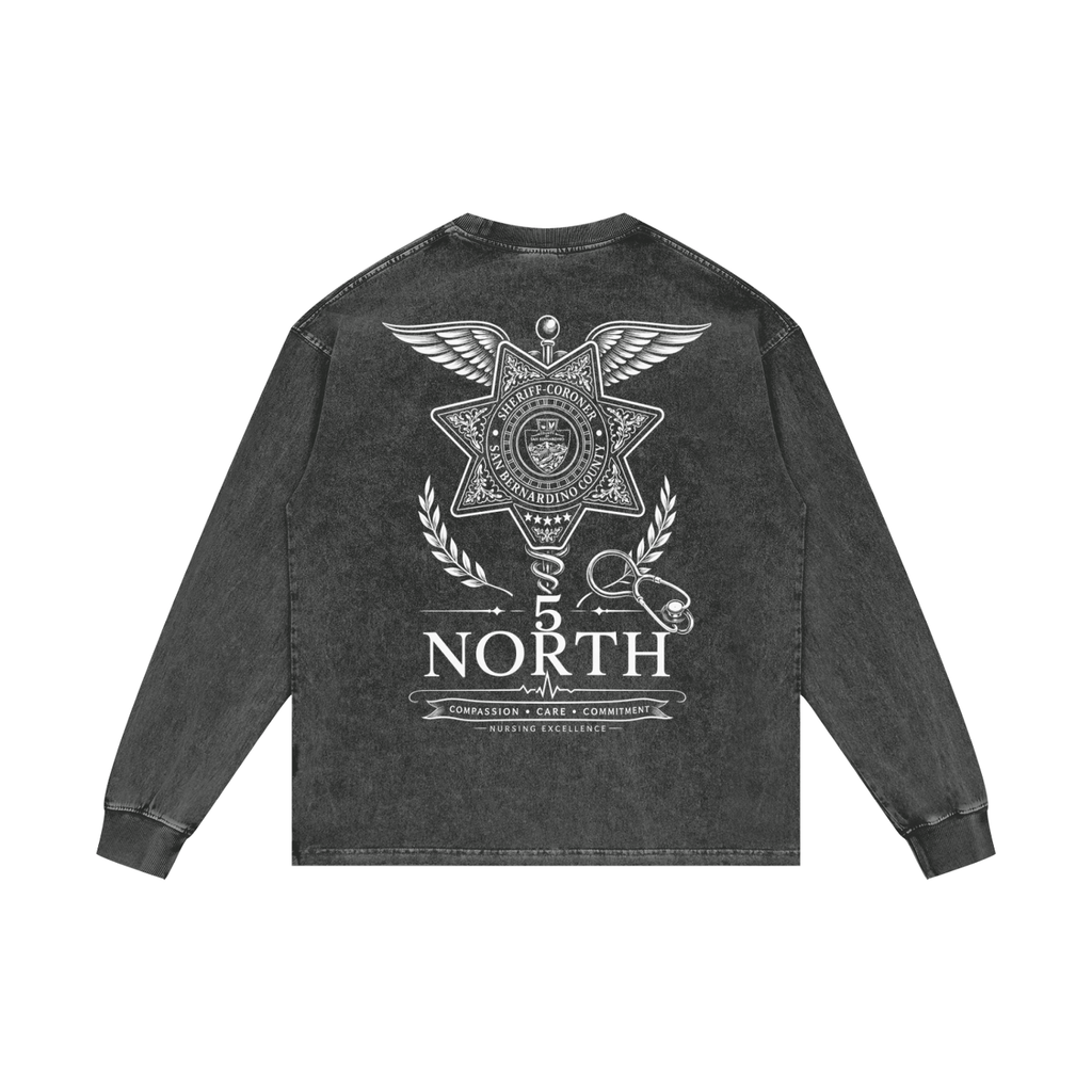5 North- Acid Wash Oversize Long Sleeve T-Shirt