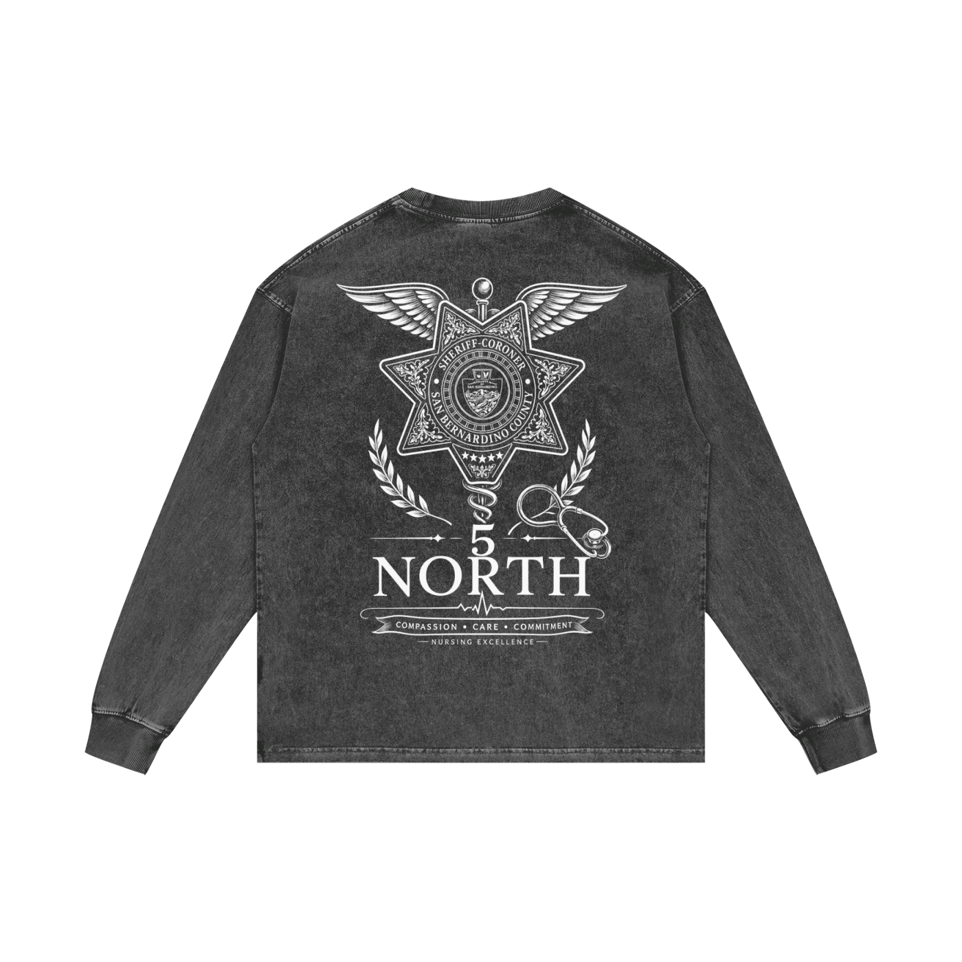 5 North- Acid Wash Oversize Long Sleeve T-Shirt