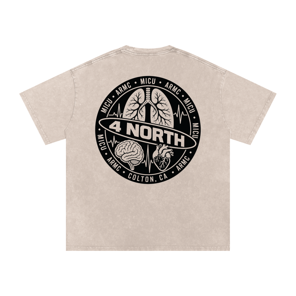 4 North black lettering- adult unisex Snow Washed Oversized Cotton T-Shirt