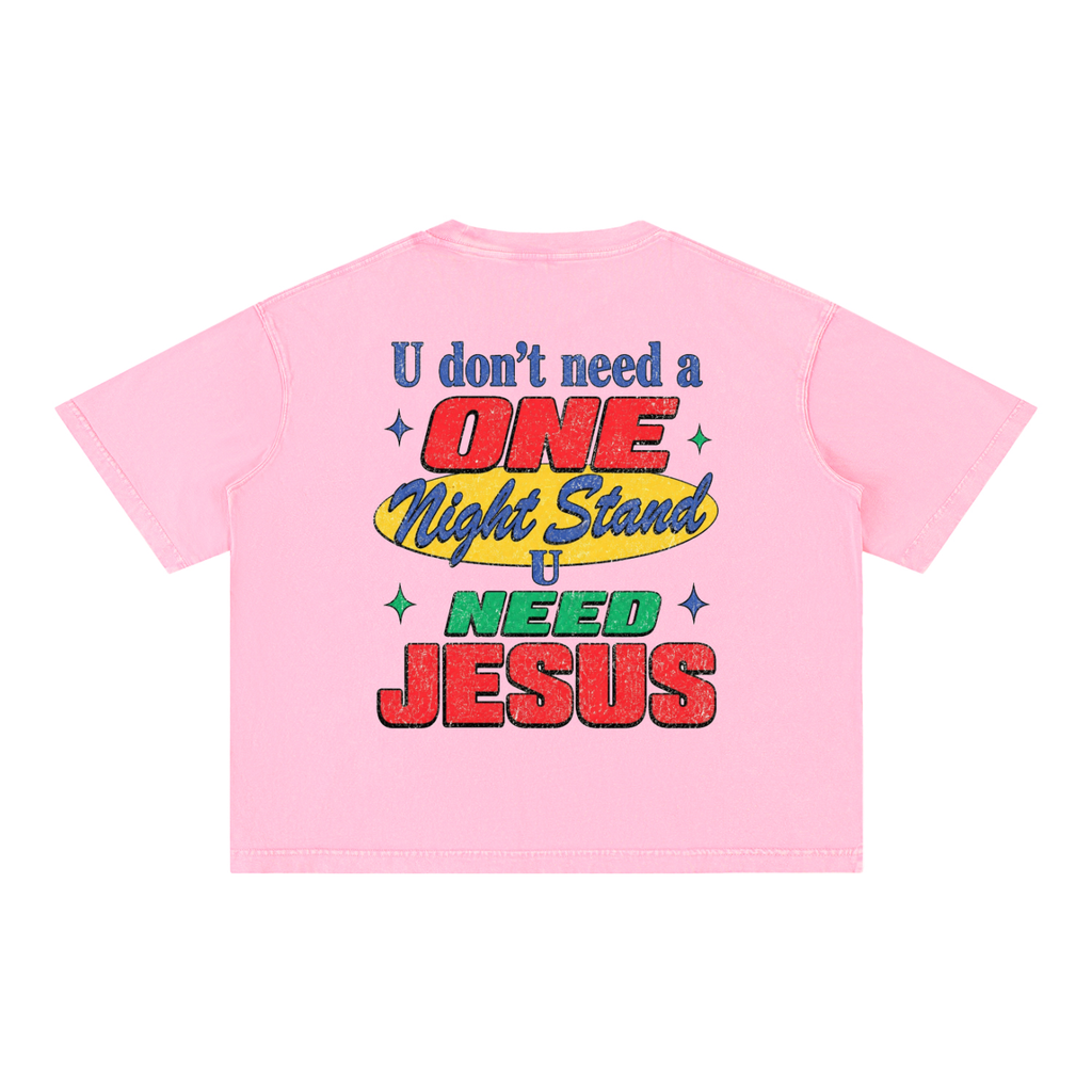 U need Jesus OC Varsity- adult unisex Mineral Wash Boxy Cotton T-Shirt