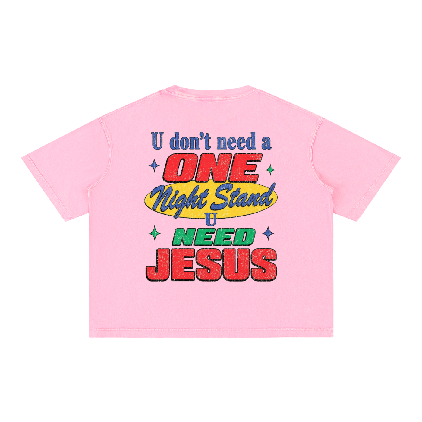 U need Jesus OC Varsity- adult unisex Mineral Wash Boxy Cotton T-Shirt
