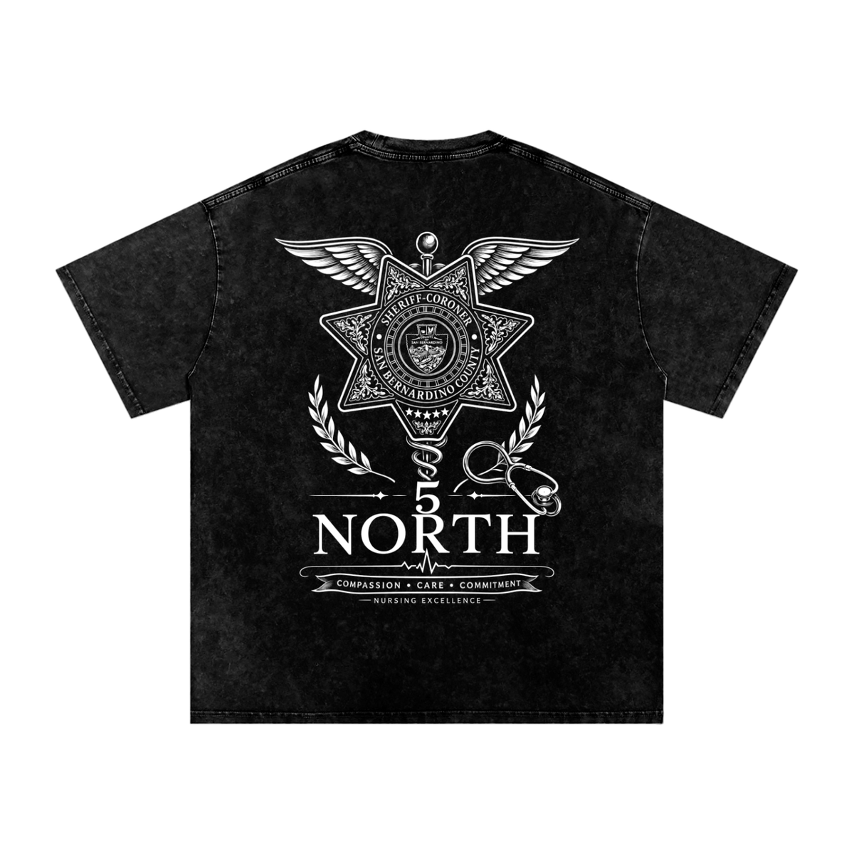 5 North-adult unisex Snow Washed Oversized Cotton T-Shirt