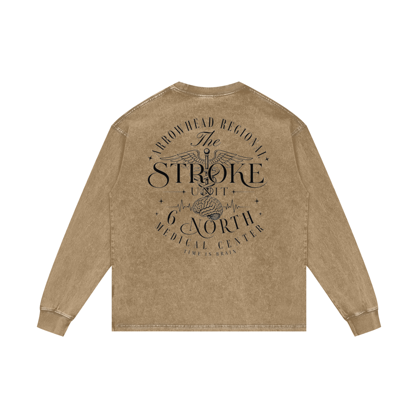 6 North Black Lettering - Acid Wash Oversize Long Sleeve T-Shirt