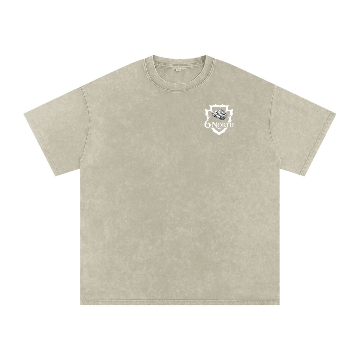 6 North white Lettering - adult unisex Snow Washed Oversized Cotton T-Shirt