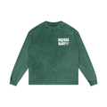 Mother Baby White Lettering- Adult Unisex Acid Wash Oversize Long Sleeve T-Shirt