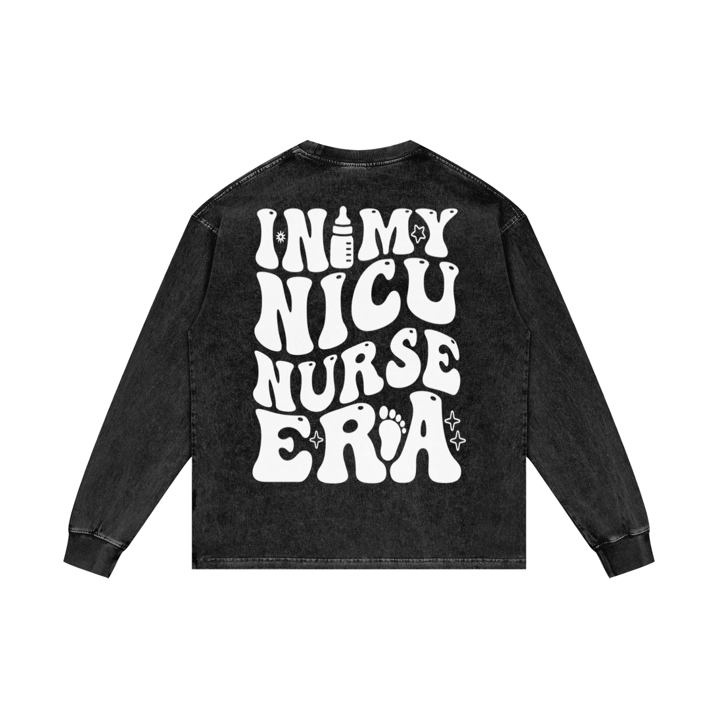NICU- adult unisex Acid Wash Oversize Long Sleeve T-Shirt