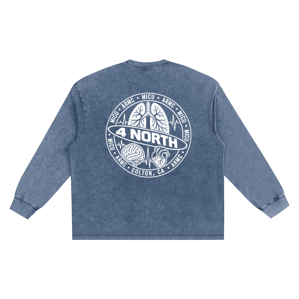 4 North white lettering- adult unisex Snow Washed Frayed Edge T-Shirt