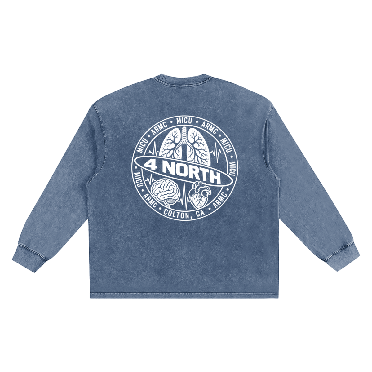 4 North white lettering- adult unisex Snow Washed Frayed Edge T-Shirt