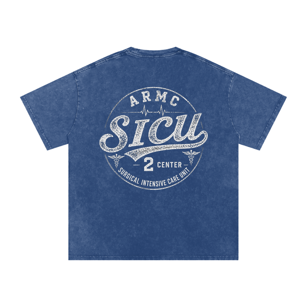 2 Center white lettering - Snow Washed Oversized Cotton T-Shirt
