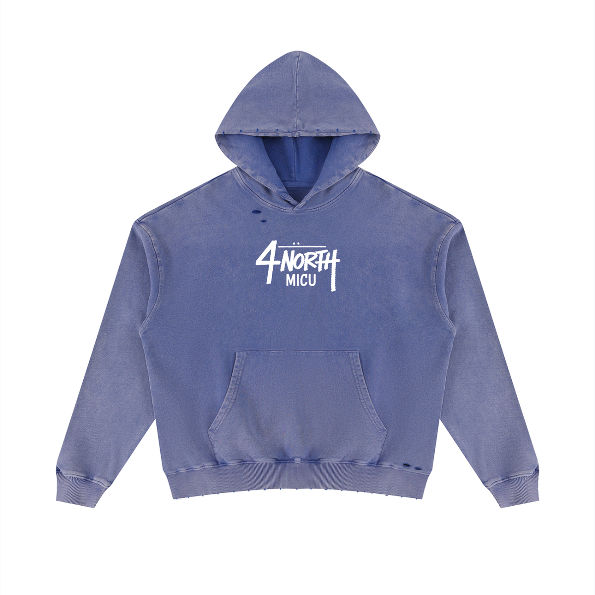4 North-adult unisex Mineral Wash Distressed Hoodie