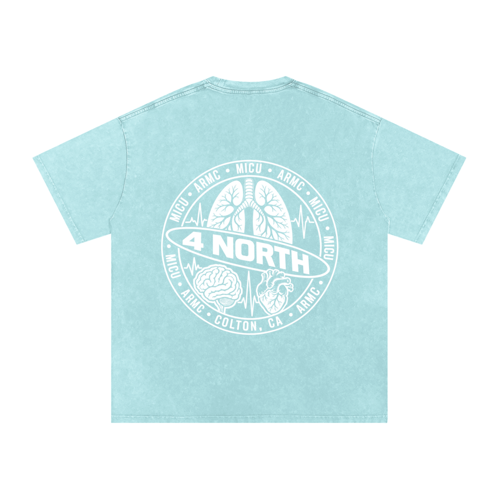 4 North white lettering- adult unisex Snow Washed Oversized Cotton T-Shirt