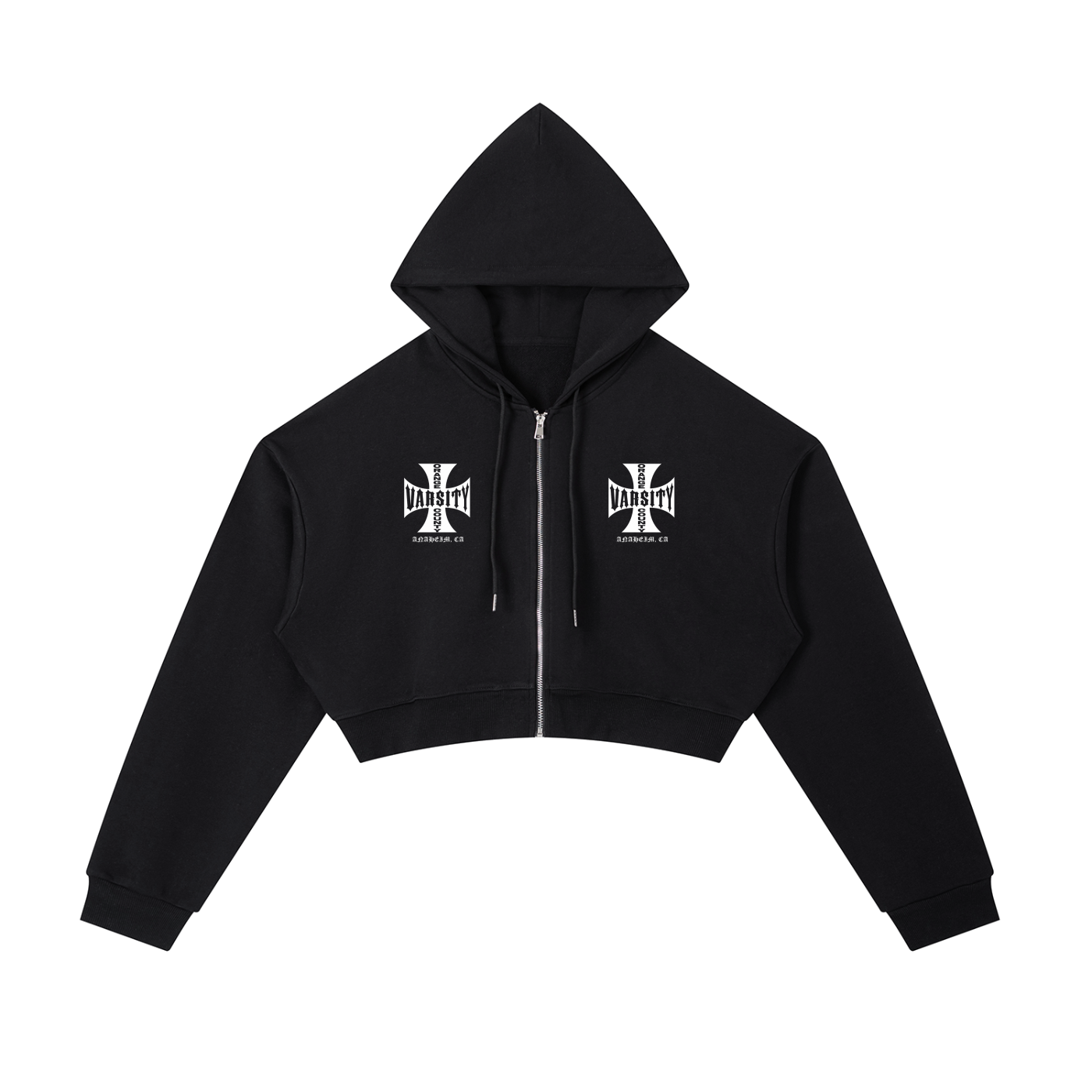 Orange Coast Varsity Choppers - women adult Cropped Zip-Up Hoodie