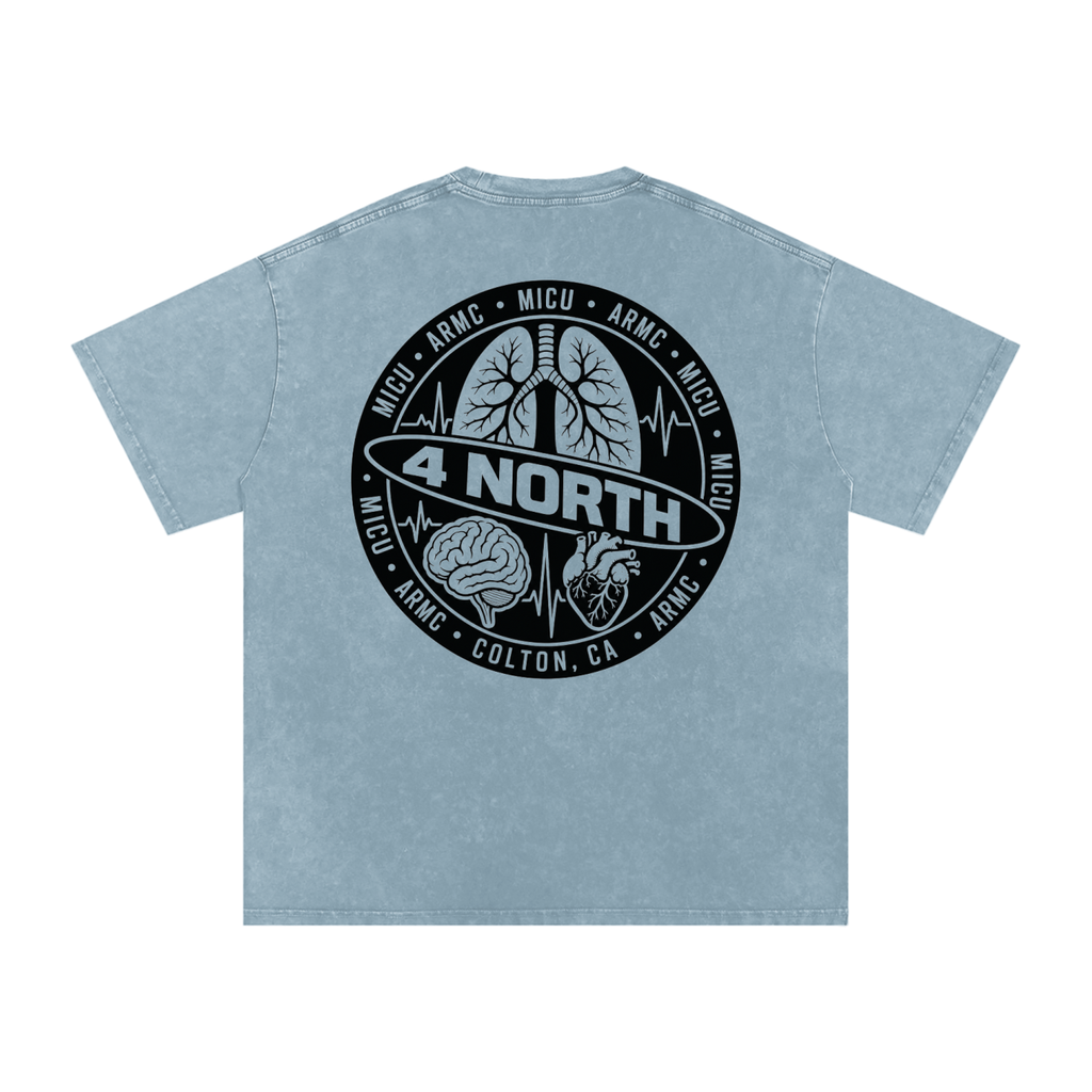 4 North black lettering- adult unisex Snow Washed Oversized Cotton T-Shirt