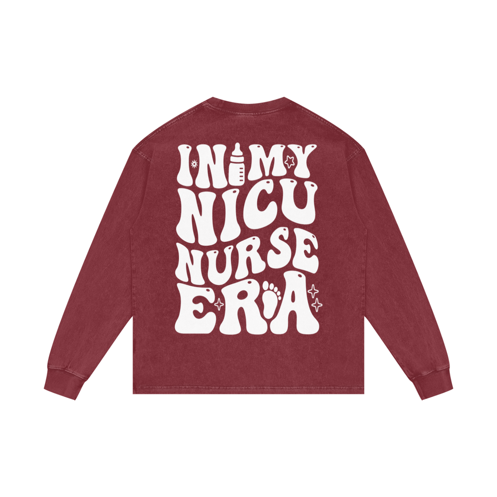 NICU- adult unisex Acid Wash Oversize Long Sleeve T-Shirt