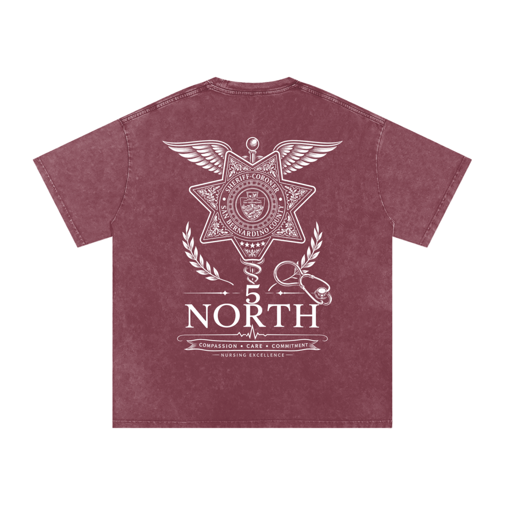 5 North-adult unisex Snow Washed Oversized Cotton T-Shirt