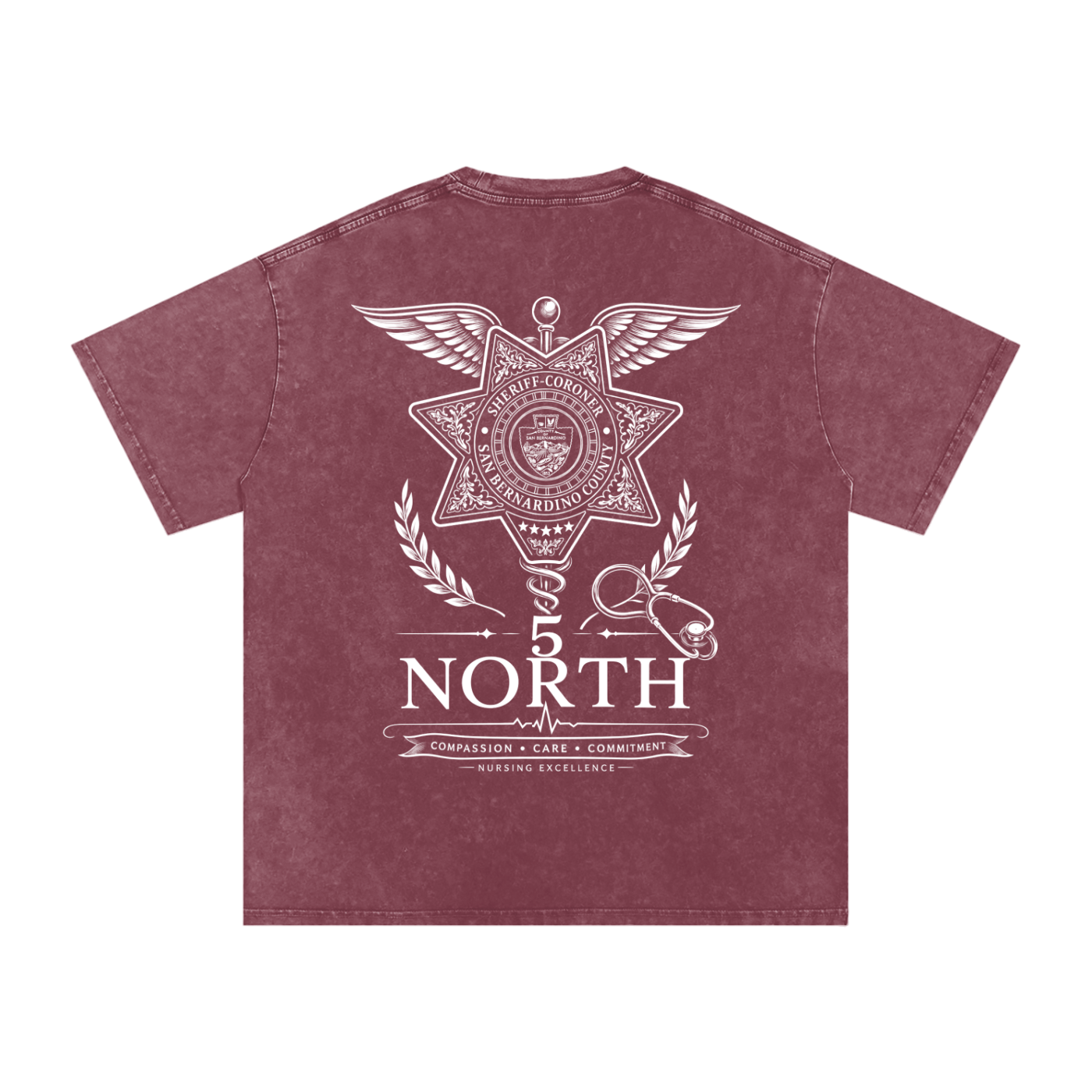 5 North-adult unisex Snow Washed Oversized Cotton T-Shirt