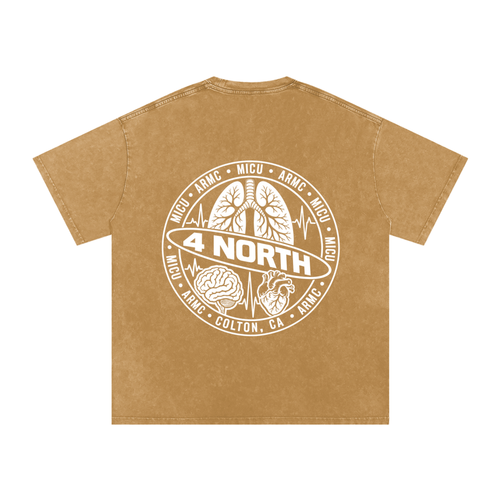 4 North white lettering- adult unisex Snow Washed Oversized Cotton T-Shirt