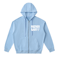 Mother Baby White Text - Adult Unisex Drop-Shoulder Zip Up Hoodie