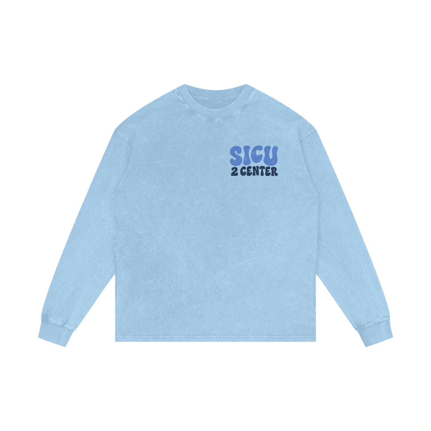 2 Center- adult unisex Acid Wash Oversize Long Sleeve T-Shirt