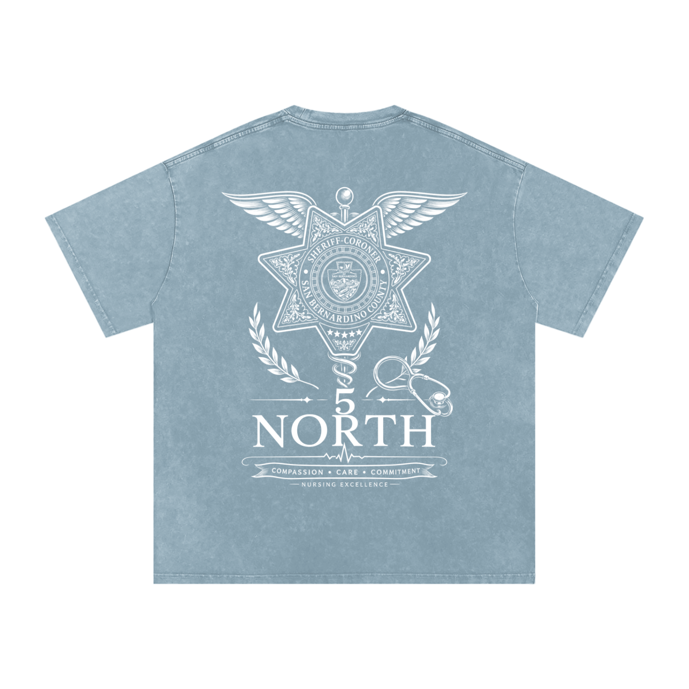 5 North-adult unisex Snow Washed Oversized Cotton T-Shirt
