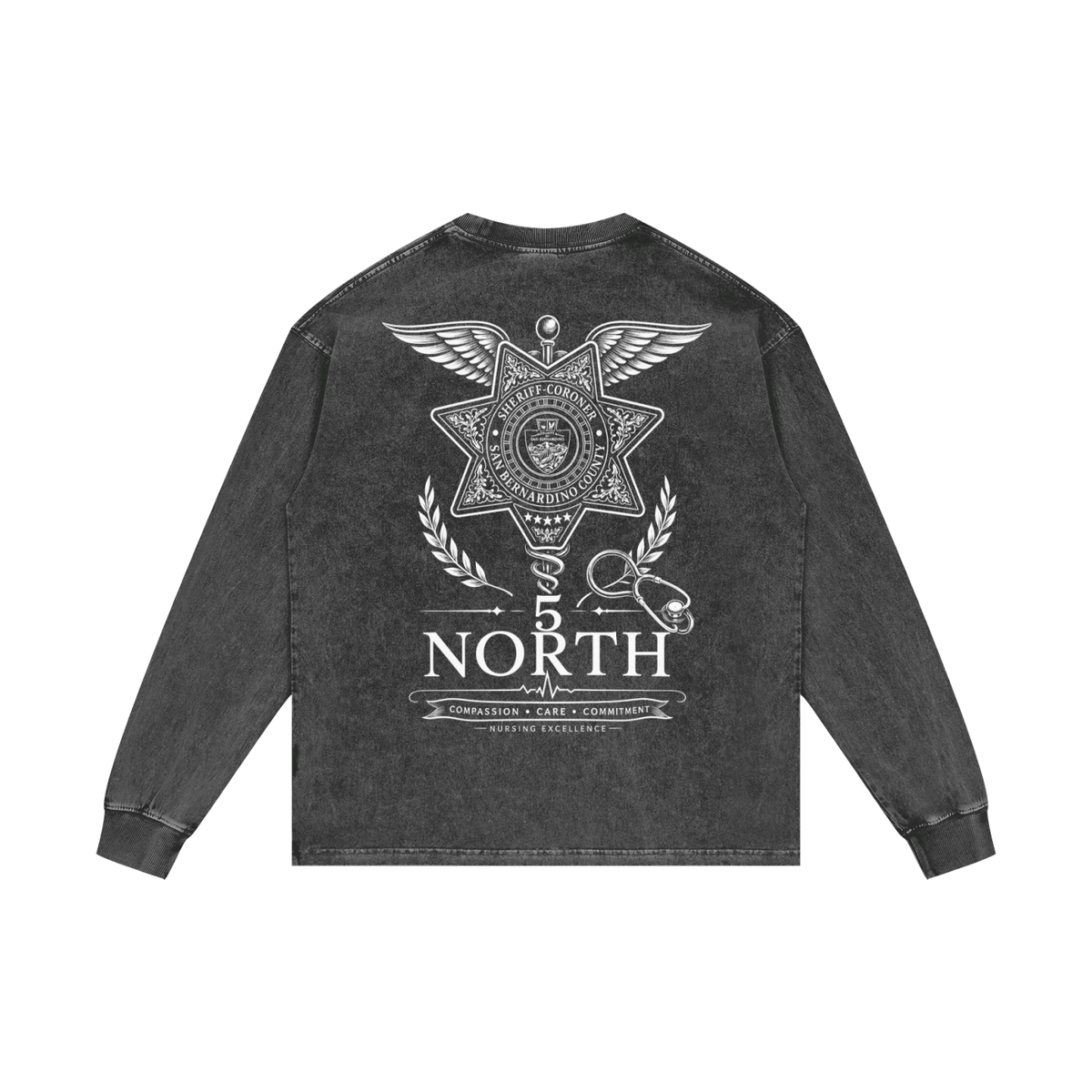 5 North- Acid Wash Oversize Long Sleeve T-Shirt