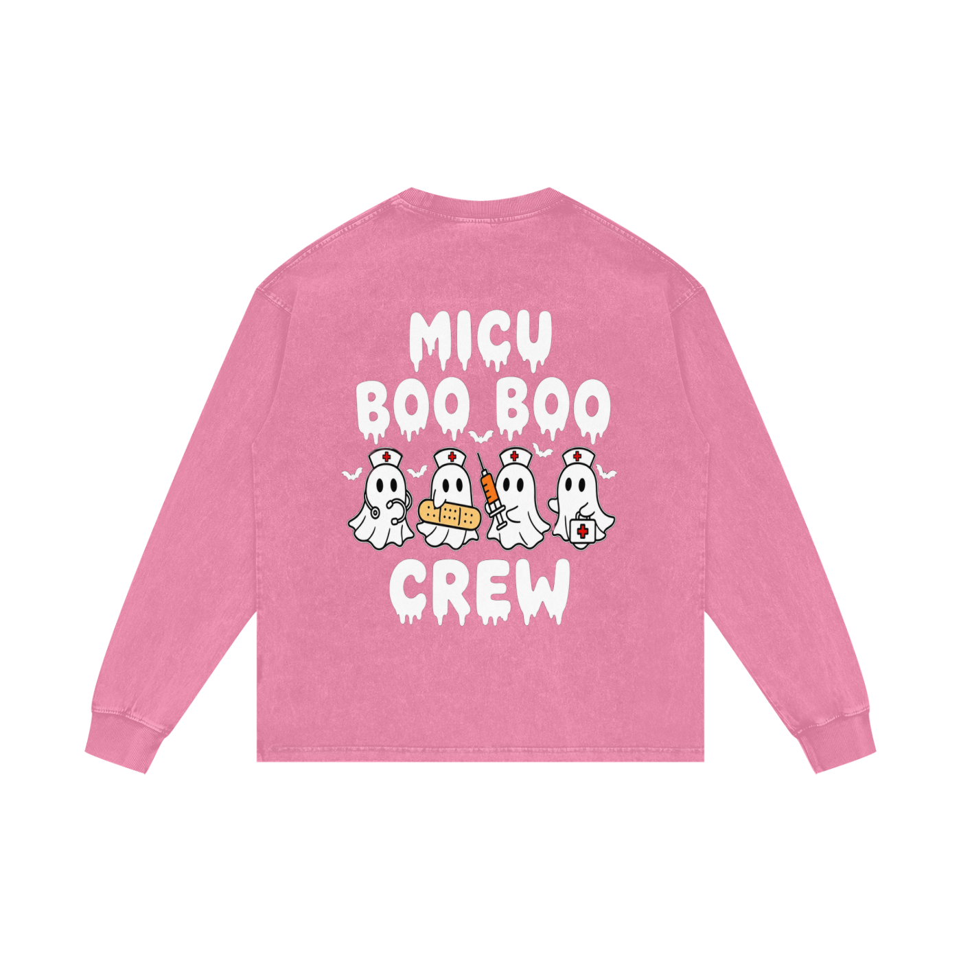 4 North BOO BOO CREW-adult unisex Acid Wash Oversize Long Sleeve T-Shirt