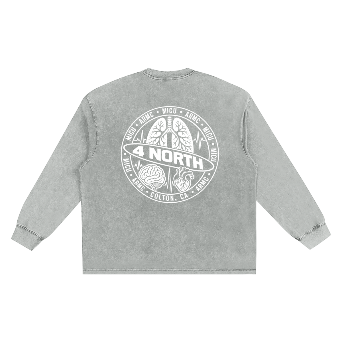 4 North white lettering- adult unisex Snow Washed Frayed Edge T-Shirt