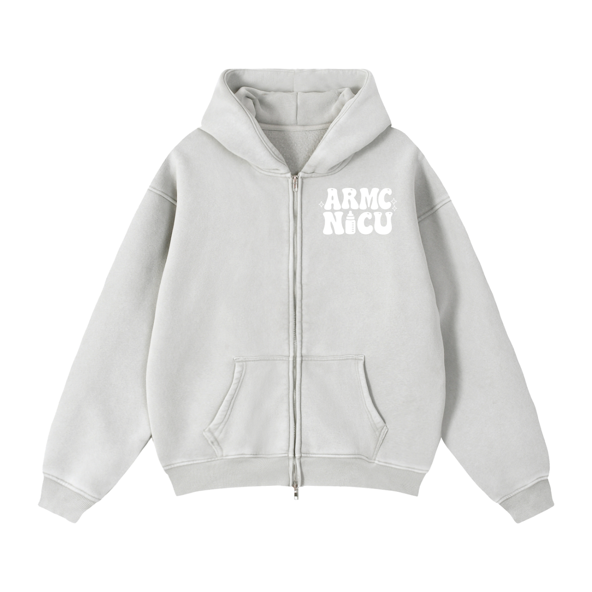 NICU- adult unisex Zip-Through Boxy Fleece Hoodie