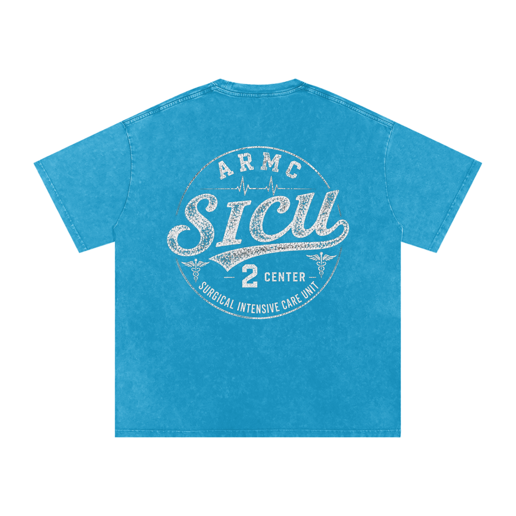 2 Center white lettering - Snow Washed Oversized Cotton T-Shirt