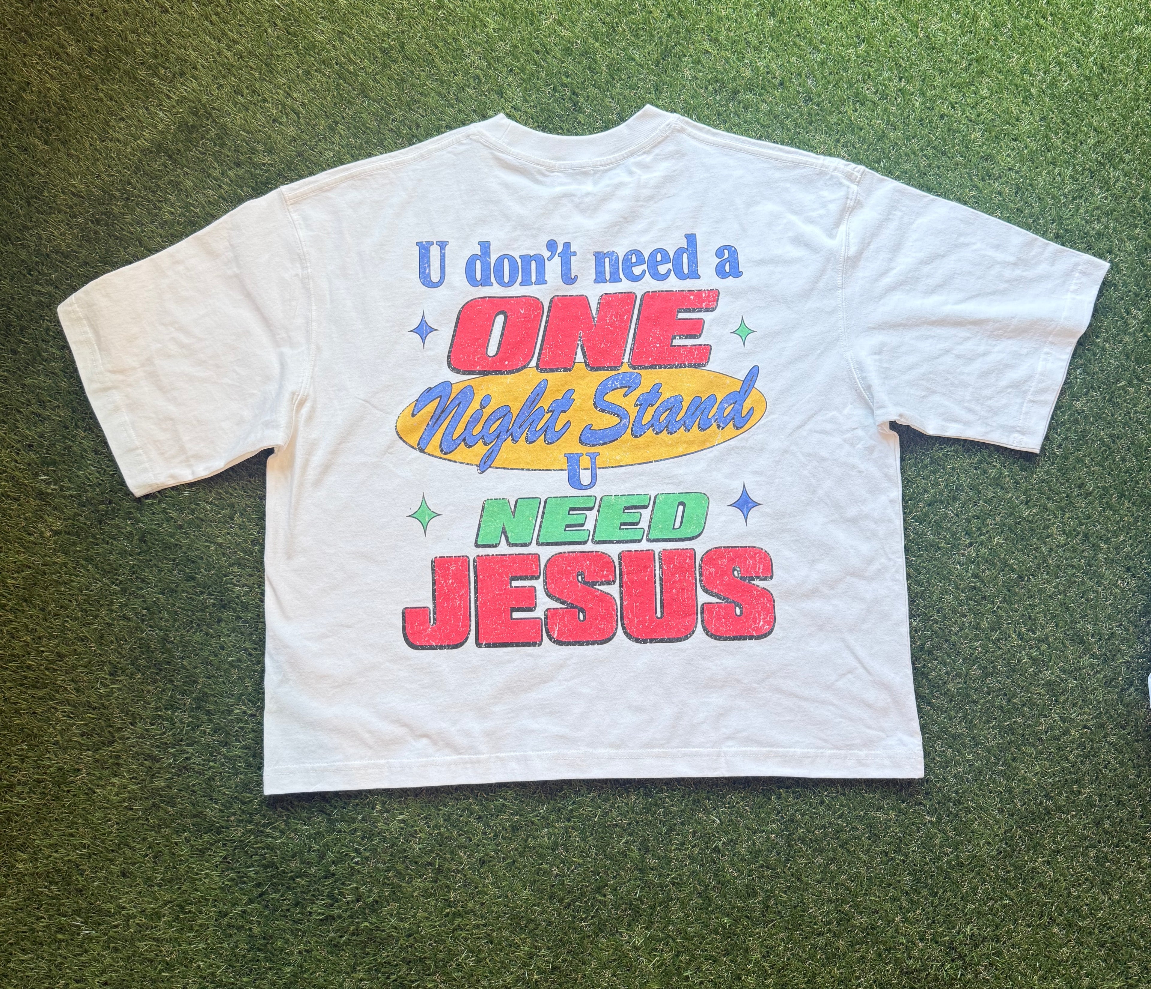 U need Jesus OC Varsity- adult unisex Mineral Wash Boxy Cotton T-Shirt