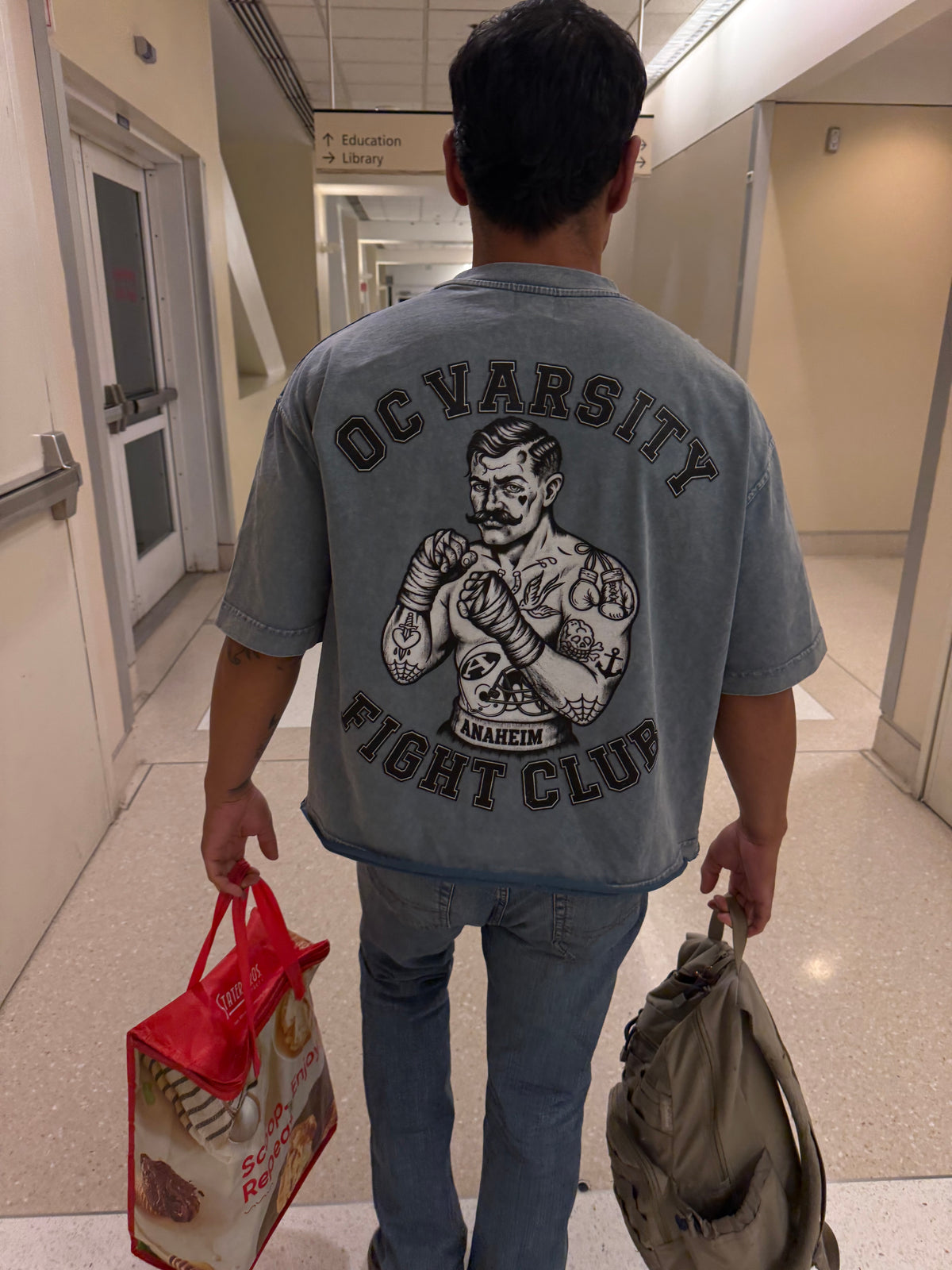 OC Varsity Fight Club- adult unisex Vintage Wash Boxy T-Shirt