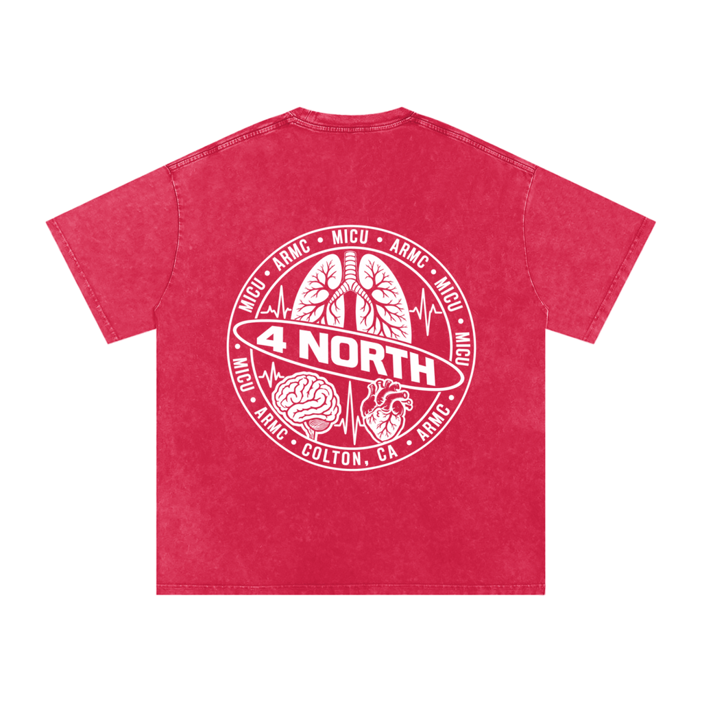 4 North white lettering- adult unisex Snow Washed Oversized Cotton T-Shirt