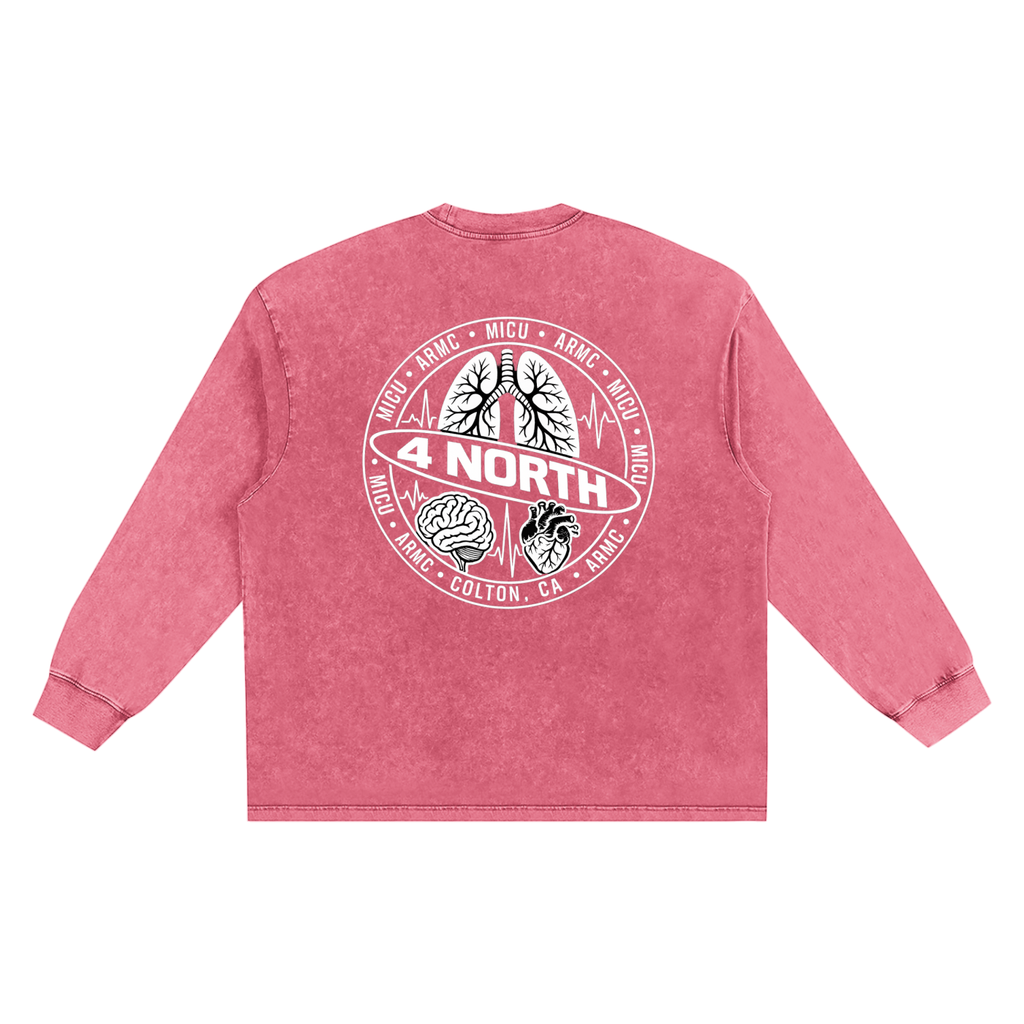 4 North white lettering- adult unisex Snow Washed Frayed Edge T-Shirt