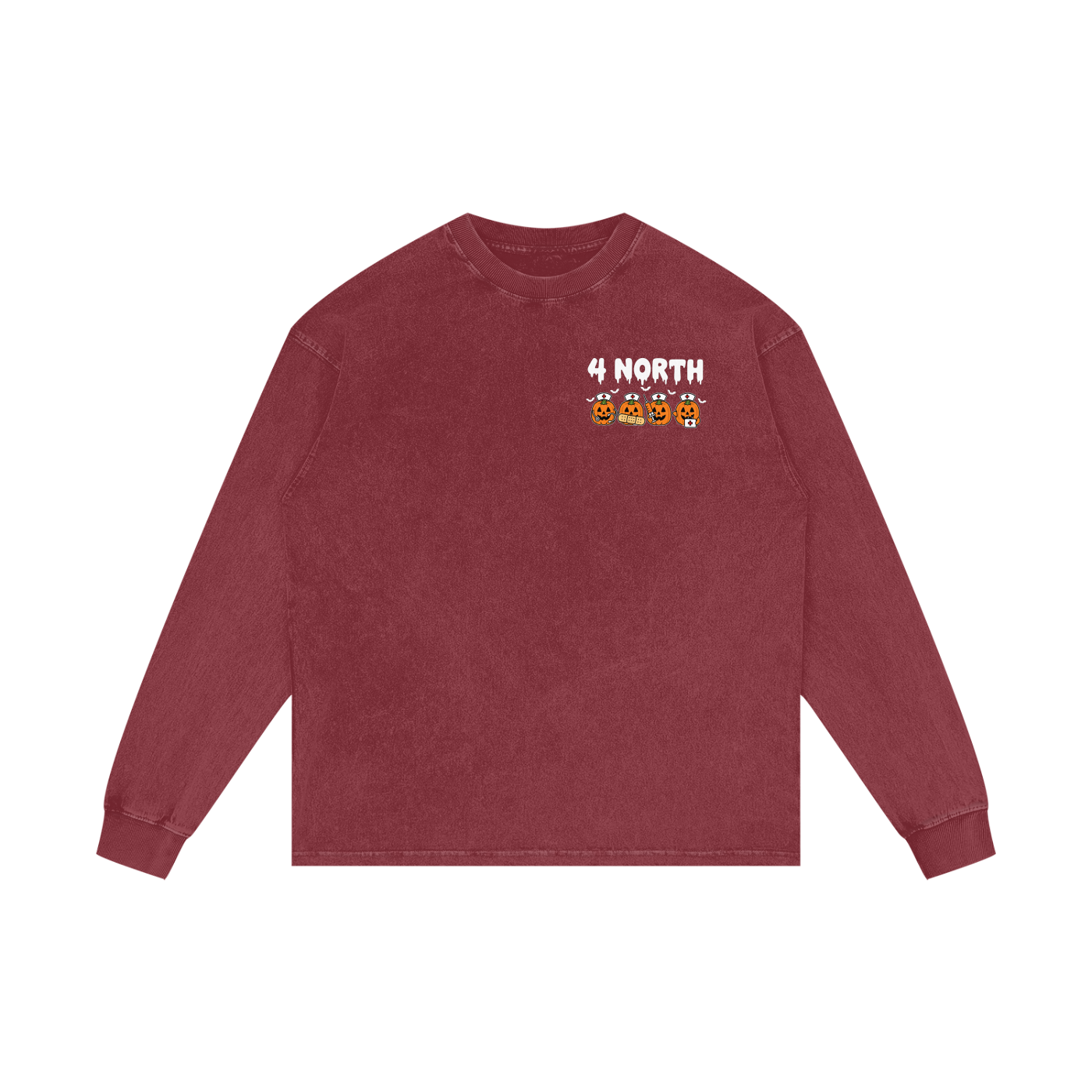 4 North BOO BOO CREW-adult unisex Acid Wash Oversize Long Sleeve T-Shirt