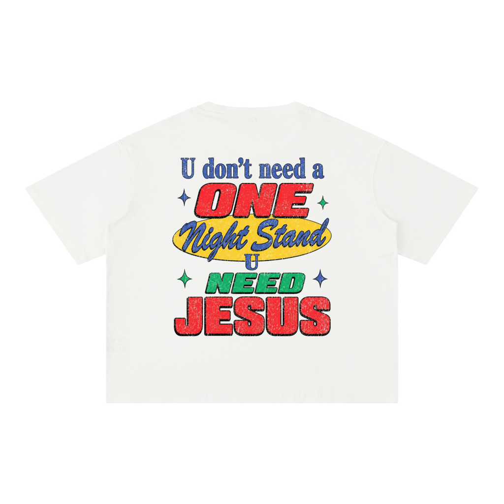 U need Jesus OC Varsity- adult unisex Mineral Wash Boxy Cotton T-Shirt