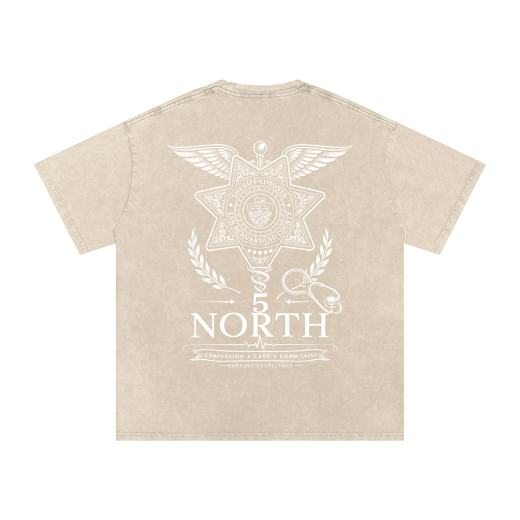 5 North-adult unisex Snow Washed Oversized Cotton T-Shirt