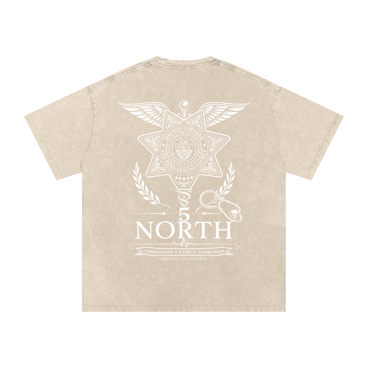 5 North-adult unisex Snow Washed Oversized Cotton T-Shirt