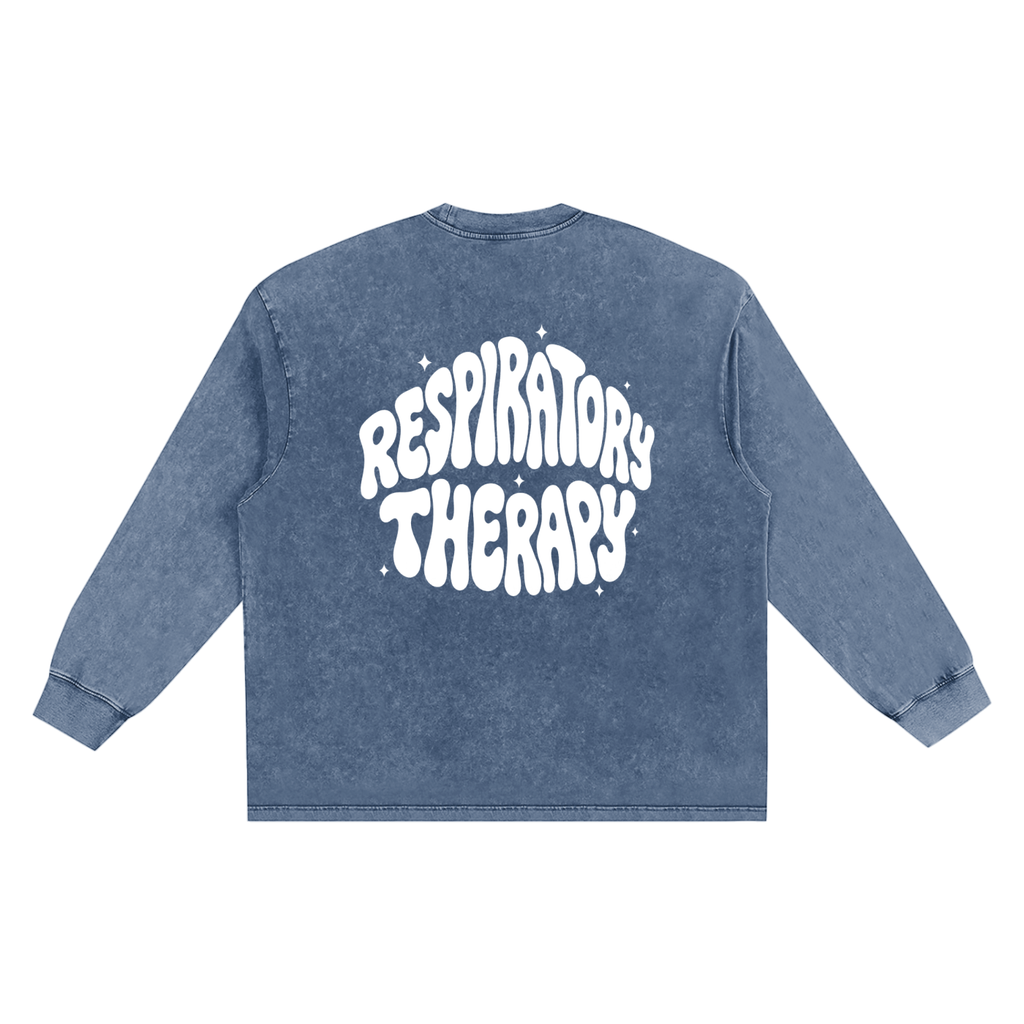 Respiratory Therapy- adult unisex Snow Washed Frayed Edge T-Shirt