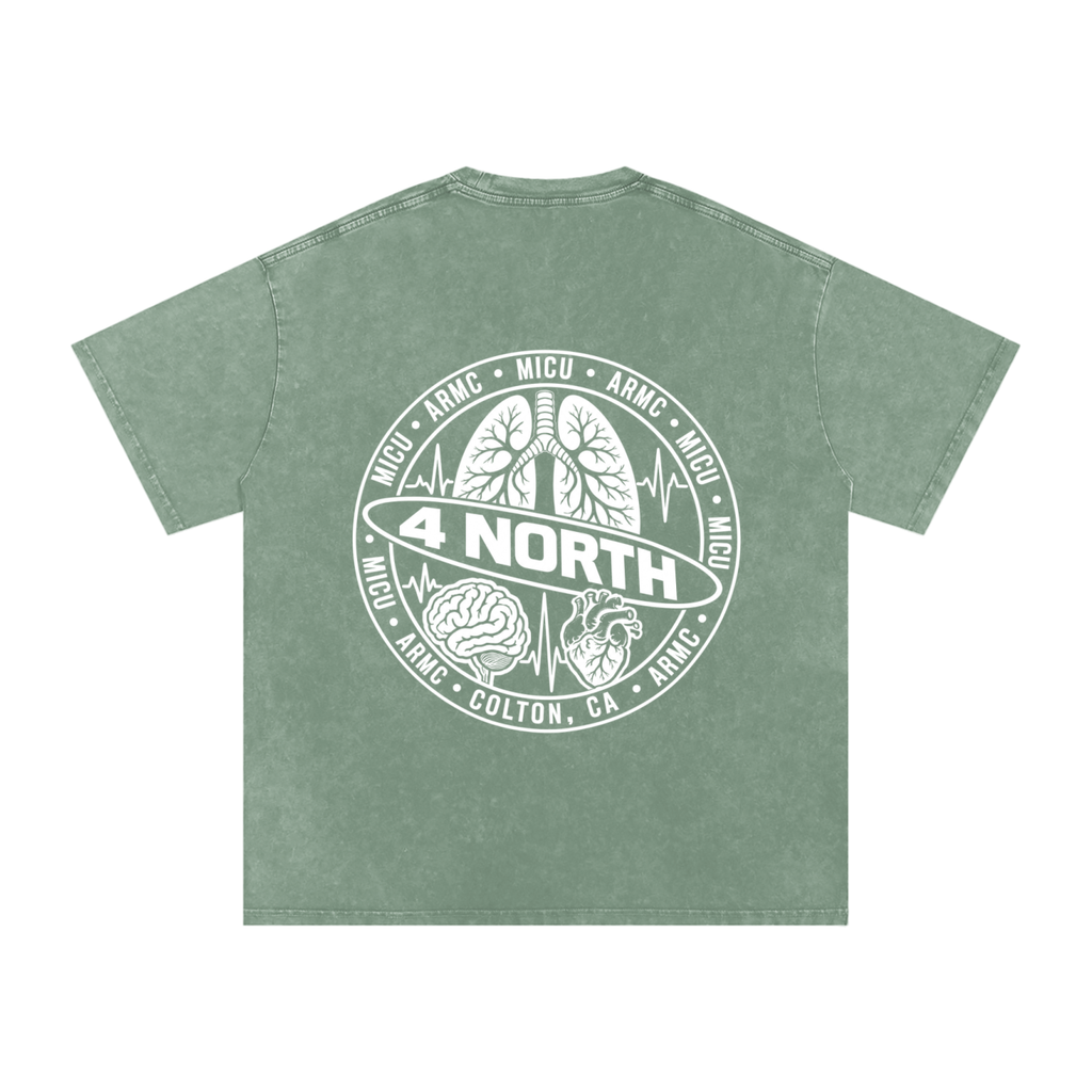 4 North white lettering- adult unisex Snow Washed Oversized Cotton T-Shirt