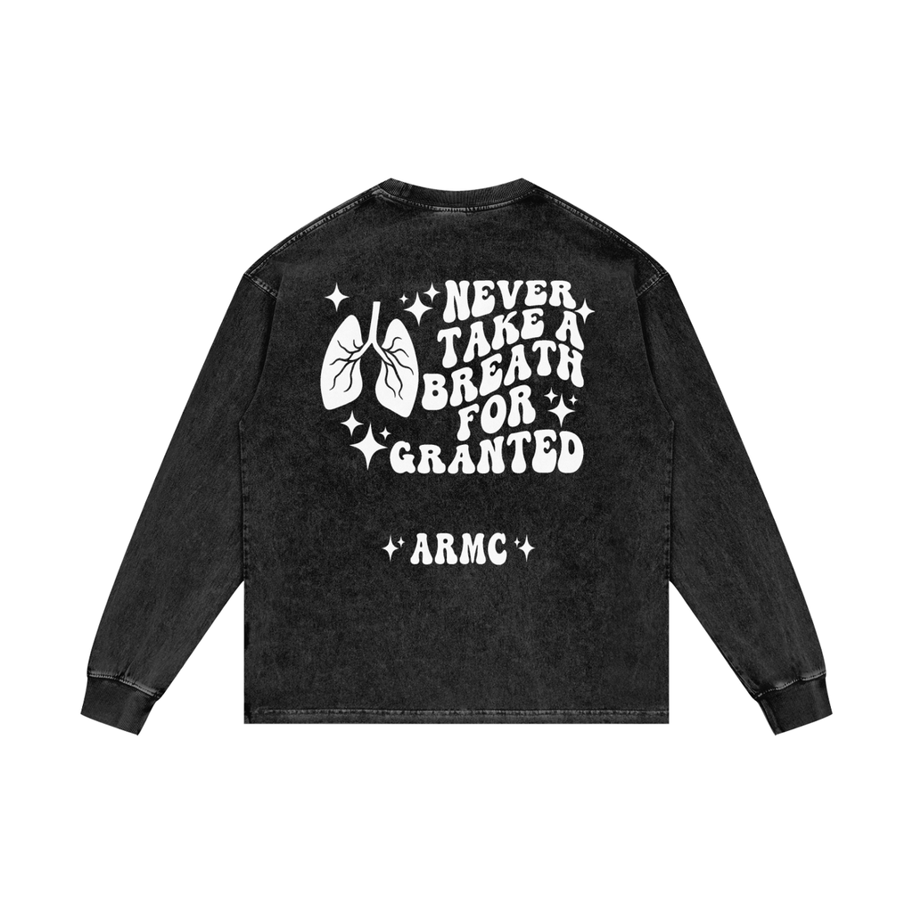 Respiratory Therapy- adult unisex Acid Wash Oversize Long Sleeve T-Shirt