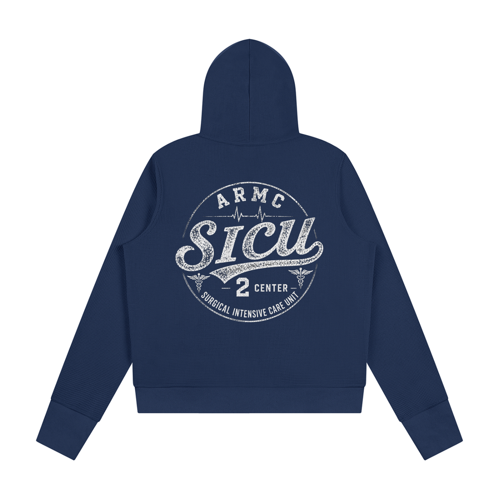 2 center- Women's Waffle Full Zip Hoodie