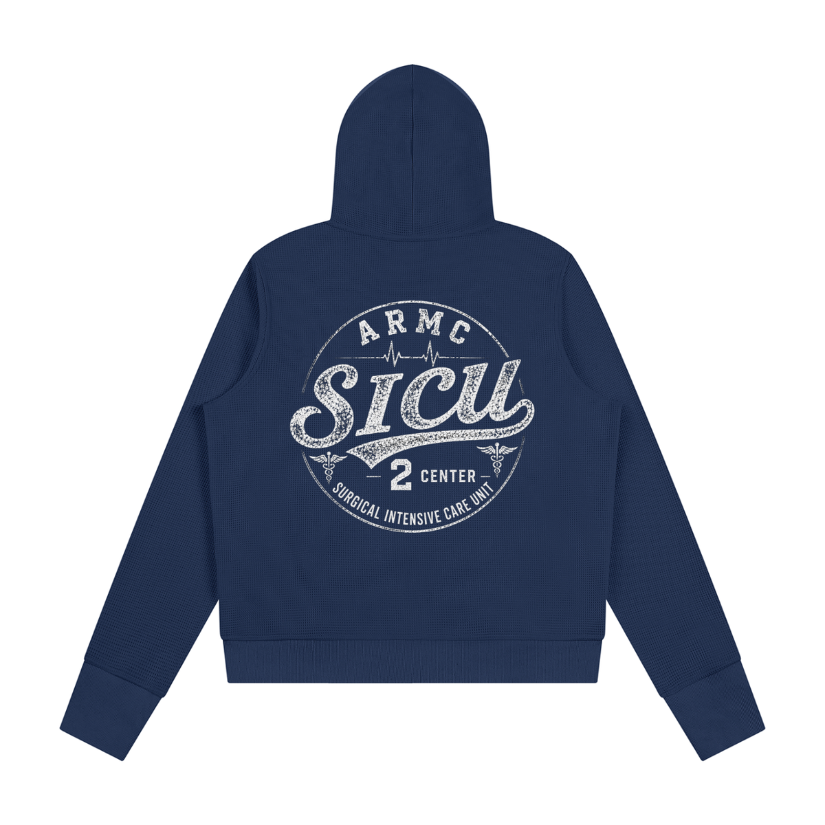 2 center- Women's Waffle Full Zip Hoodie