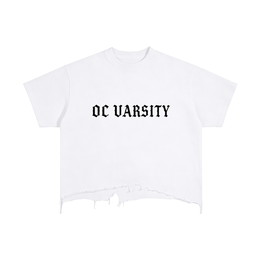 OC Varsity Car Club- adult unisex Vintage Wash Boxy Distressed Hem T-Shirt
