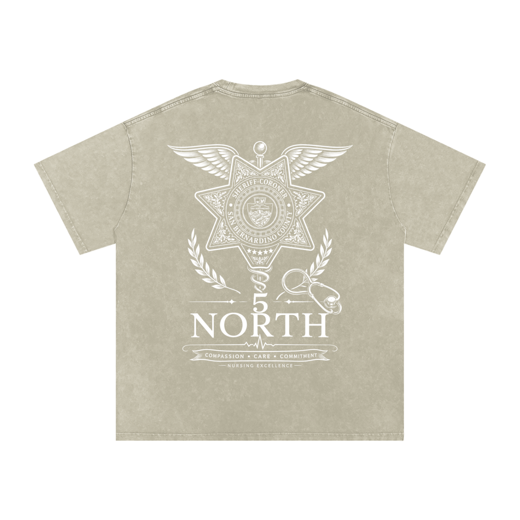 5 North-adult unisex Snow Washed Oversized Cotton T-Shirt